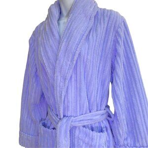 Luxurious Daniel Bluchler Purple Chenille Robe Pockets Plush Belt Tie Thick S